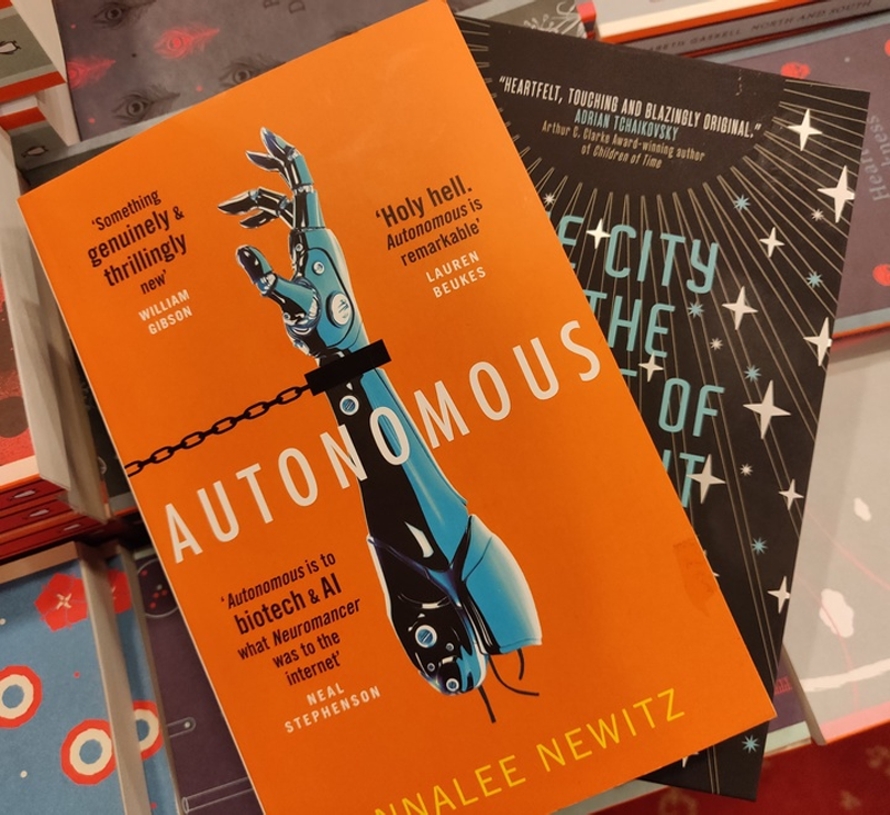 Newitz and Anders’ most recently available novels, Autonomous and The City in the Middle of the Night.